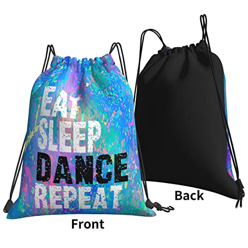 Drawstring Backpack Gym String Bag Sports Drawstring Sackpack For Women Men - color: Eat Sleep Dance Repeat