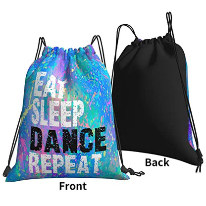 Drawstring Backpack Gym String Bag Sports Drawstring Sackpack For Women Men - color: Eat Sleep Dance Repeat