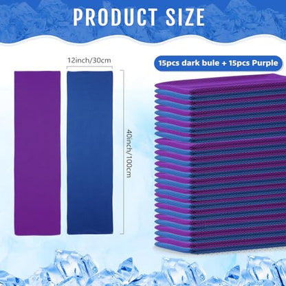 Hosuly 30 Pack Cooling Towels 40"x12" - color: Dark Blue, Purple
