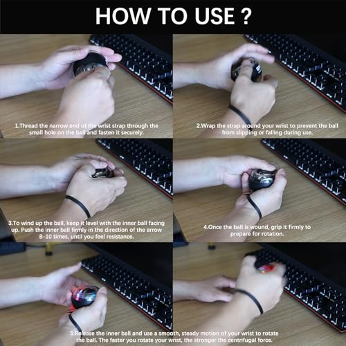 Wrist Strengthener Ball Forearm Exerciser Auto-Start Wrist Gyro Ball, Lotorr Ball Used to Strengthen Arms, Fingers, Wrist Bones and Muscles
