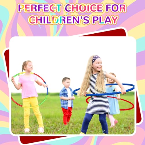 Syhood 12 Pcs Hoops for Kids Plastic, Green, Pink, Yellow, Dark Blue - color: Green, Pink, Yellow, Dark Blue