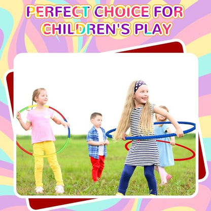 Syhood 12 Pcs Hoops for Kids Plastic, Green, Pink, Yellow, Dark Blue - color: Green, Pink, Yellow, Dark Blue