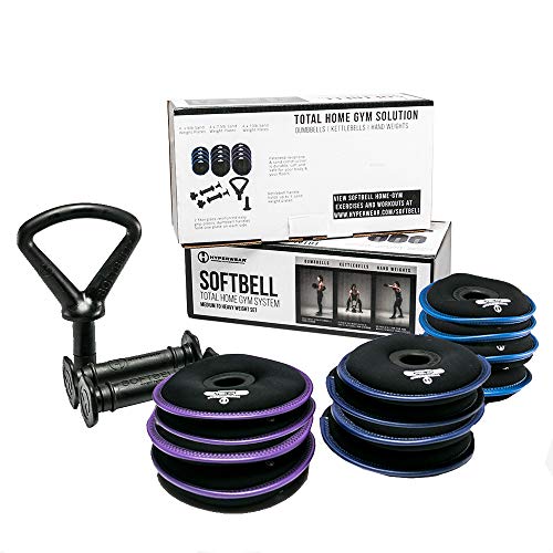 Hyperwear SoftBell® Adjustable Weight System – Modular Home Gym Set Converts to Dumbbells, Kettlebells & Plates, Quiet Soft Weights (3–20 lb or 20–50 lb Sets)
