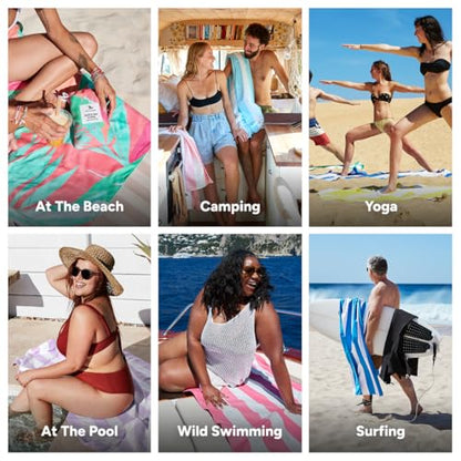 Dock & Bay Beach Towel - Quick Dry, Sand Free - Compact, Lightweight - 100% Recycled - Includes Bag - Hot Tropics - Extra Large (200x90cm, 78x35) - color: Hot Tropics, size: Extra Large (200x90cm, 78x35")