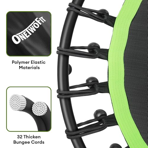 ONETWOFIT Mini Rebounder Trampoline for Adults with Bar, Adjustable Handle - color: Green