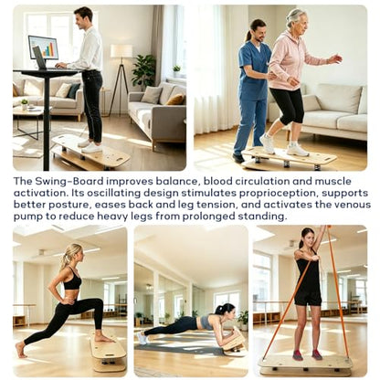 Wooden Balance Board & Wobble Board with Spring System, Adjustable Balance Board for Standing Desk, Stability Trainer for Physical Therapy, Core Strength, Posture Improvement & Home Office Use