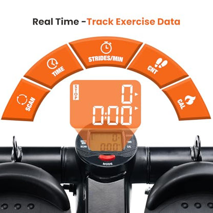 Sweetcrispy Mini Stair Stepper with Resistance Bands, Hydraulic Home Stepper Machine, 300 LBS Weight Capacity, Compact Cardio Equipment with LCD Monitor, No Assembly Required - color: Orange