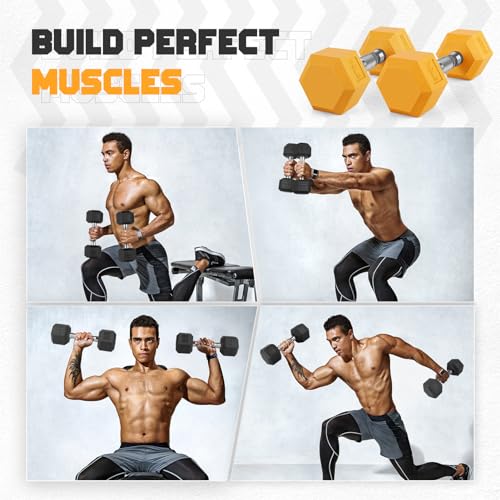 Portzon Weights Dumbbells Pink Colors Compatible with Set of 2 Neoprene/Rubber Dumbbells,1-15 LB, Anti-Slip, Anti-roll, Hex Shape - style: 10-Pounds,Pair
