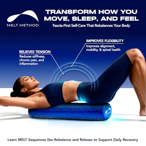 MELT Method 36 Inch Soft Foam Roller for Physical Therapy and Exercise Recovery - FasciaTherapy Technology - Low Density Exercise Foam Roller for Full Body Gentle Compression - Blue