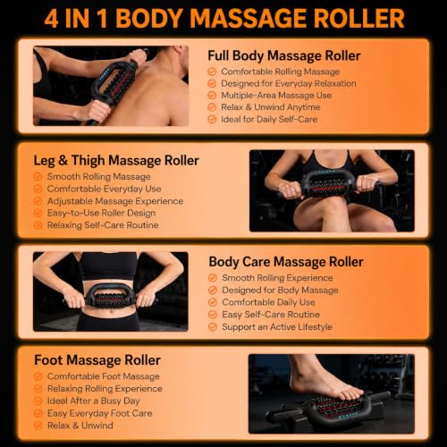 Electric Rolling Massager with Redlight, Handheld Percussive Roller Massger - color: Black