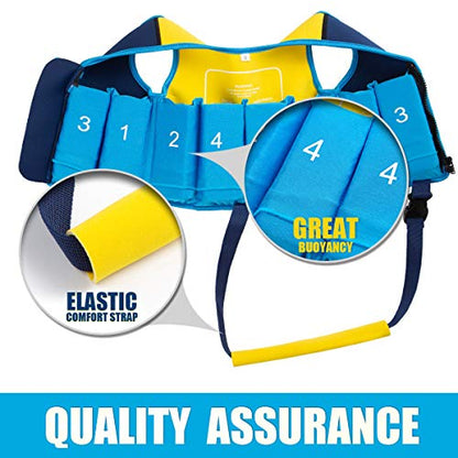 Baby Swim Vest for Toddlers 18 Months to 7 Years - Neoprene Swim Float Vest with Front Zipper, Swim Training Vest for Boys & Girls Learning to Swim in Pool, Blue Pink Small Medium Large
