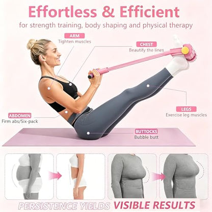 8 Tube Resistance Band with Foot Pedal & Handles, Pink Purple 2 Pack, Resistance Bands for Full Body Workout, Abs, Arms, Legs & Core Training