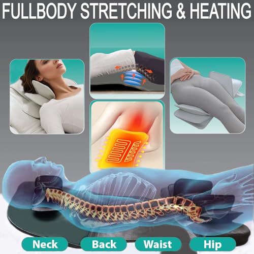 Full Body Stretching Massage Mat with Airbags. 3D Lumbar Traction - Neck, Back, Waist, Hip Relaxation & Pain Relief. Back Massager Pad, Foldable & Portable.