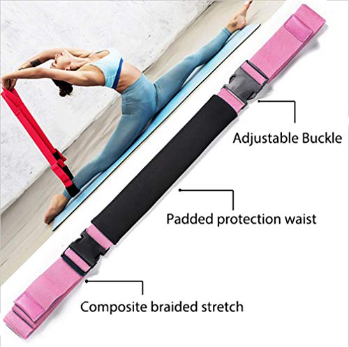 Fitness Stretch Strap - Adjustable Leg Stretch Band to Improve Body Flexibility, Premium Stretching Equipment for Exercise, Physical Therapy, Pilates Dance Gymnastics Cheerleading Training - color: pink