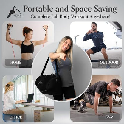 Home Workout Kit-Includes Resistance Bands, Exercise Balls with Pump, Core Sliders and Fitness Looped Bands for Physical Therapy Strength Training Full Body, Core Workouts by Nyack Exchange