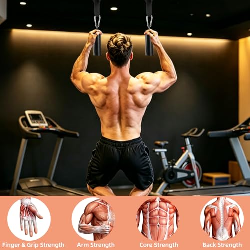 Non-Slip Iron Pull Up Grips and Cannonball Handles,3-Length Straps & Carabiners, Grip Strength Trainer for Pull-Up Bar, Dead Hangs, Forearm & Hand Training, Home Gym Gear - size: 48mm