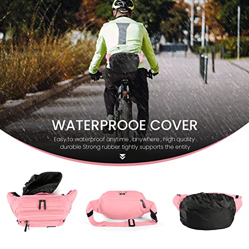 CXWMZY Fanny Packs For Women & Men Waist Pack Hip Bum Bag with Multi-Pockets Large Capacity Waterproof Casual Bum Bag for Disney Traveling Casual Cycling Running Hiking (Pink)
