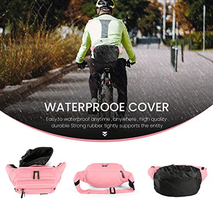 CXWMZY Fanny Packs For Women & Men Waist Pack Hip Bum Bag with Multi-Pockets Large Capacity Waterproof Casual Bum Bag for Disney Traveling Casual Cycling Running Hiking (Pink)