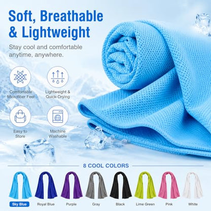 Cooling Towels 43.3" x 15.7" - Ice Towel, Sweat Towel, Cooling Towels for Neck & Face & Cooling Neck Wraps for Summer Heat - Neck Cooler for Quick Cool Down for Gym, Running, Golf, Yoga & Sports