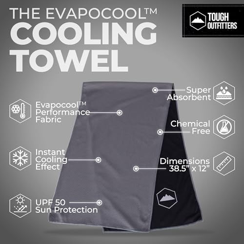 Tough Outdoors Cooling Towels for Neck Face - Neck Cooling Towel for Hot Weather Yoga Sports Golf Sweat - Instant Cold Towel