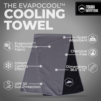Tough Outdoors Cooling Towels for Neck Face - Neck Cooling Towel for Hot Weather Yoga Sports Golf Sweat - Instant Cold Towel