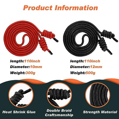 2 Pcs Flow Rope for Fitness Double Woven Workout Rope Adjustable Length Flow Jump for Working out Men Women Training Exercise Gym Indoor Outdoor Beginner, 9 ft
