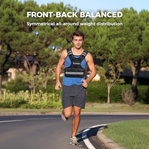 Adjustable Weighted Vest for Men and Women,4-10lb/11-20lb Vest with 6 Ironsand Weights,with Reflective Stripe,for Strength Training, Running, Fitness, Walking