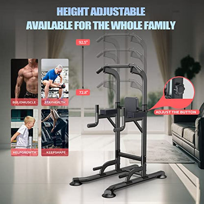 Power Tower Adjustable Height Pull Up & Dip Station Multi-Function Home Strength Training Fitness Workout Station for Home Gym - color: K