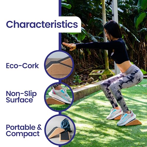 Slant Board for Squats – Portable Squat Wedge Block with Hip Thrust Belt Set – Home Gym Workout Kit for Legs & Glutes - Calf Stretcher Incline Board for Ankle Mobility – Resistance Bands by ALELISA