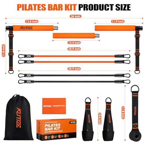 Pilates Bar Kit with Resistance Bands, Pilates Equipment, Multifunctional Pilates Bar for Women & Men, Pilates kit for Hip, Back, Arm, Full-Body Workouts, Home Gym Strength Training Equipment