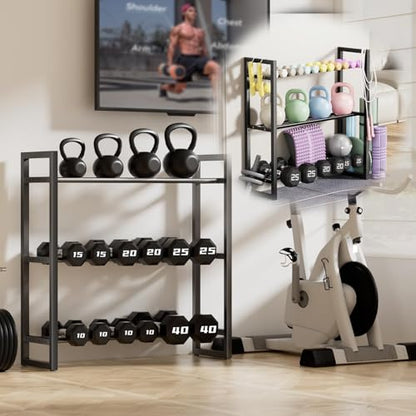 3 Tier Dumbbell Rack,390LB Capacity Weight Rack,Storage Stand for Dumbbells,Space-Saving Weight Rack for Home Gym Storage Organizing Dumbbells(Rack Only)