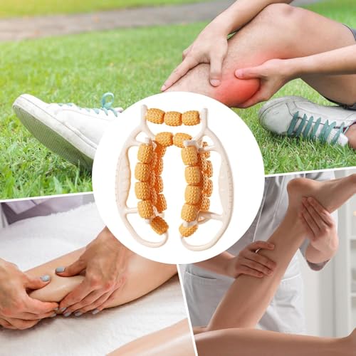 harayaa 29 Wheels Massage Roller Leg Roller Muscle Relaxation Exercise Multifunctional Ergonomic Leg Clamp for Thigh Wrist Hand Foot, Orange