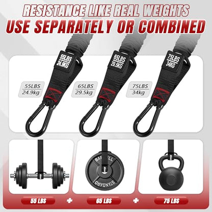 Forearm Strengthener & Wrist Roller, No Weights Needed Forearm Trainer with 3 Adjustable Resistance Bands (55/65/75 lbs), 2-in-1 Handle & Door Anchor for Arm Workout, Grip Strength & Muscle Building