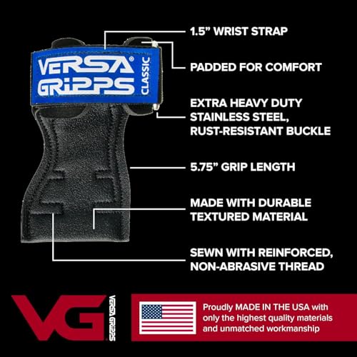Versa Gripps® Classic Wrist Straps, Train Better, Choose Size and Color - color: Blue, size: XS: 5 to 6 inch wrist
