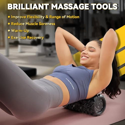 Vibrating Foam Roller, High Density Massage Roller for Back Pain Relief & Muscle Recovery and Physical Therapy, 5-Speed Rechargeable Exercise Roller, 2 Modes