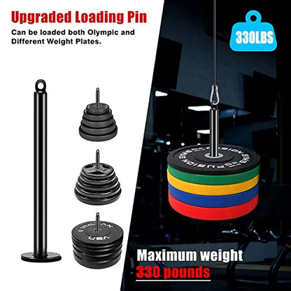 LAT Pulley System for Home Gym – Strength Training Fitness Equipment Cable Machine for Triceps, Biceps, Back & Shoulder Workouts - color: Bar