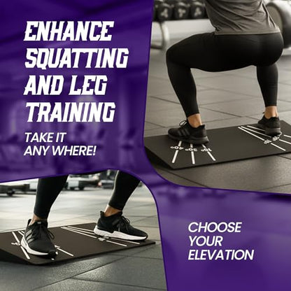 Squat Wedge Block - Adjustable Angle Ramp Blocks for Heel Elevated Squatting Workout Squat Weight Lifting Wedges for Home Gym or Personal Trainers