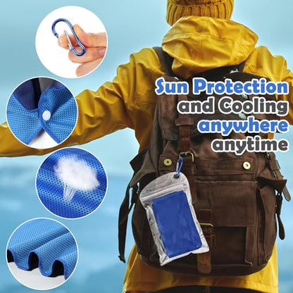 8 Pack Cooling Hooded Towel Set, 4 Cooling Towels for Neck and Face and 4 Flat Ice Towels Microfiber Soft Breathable for Hot Weather Gym, Sports, Yoga, Camping, Workout, Golf