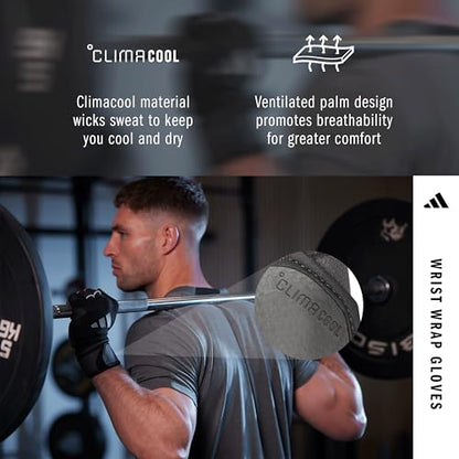 adidas Wrist Wrap Training & Weightlifting Gloves, Fingerless Workout Gloves - size: Medium