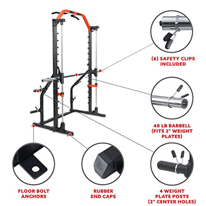 Sunny Health & Fitness Premium Smith Machine & Squat Cage Rack, Pull-Up Bar, Spotter Blocks for Weightlifting & Bench Press for Home Gym Strength Training - style: Premium