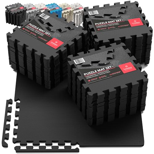 bemaxx Gym Mats Set - EVA Interlocking Foam Floor Tiles Workout Mat Puzzle - color: Anthracite, size: 54 Tiles | 54 sq ft