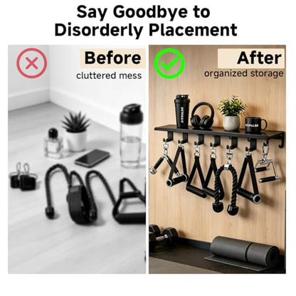Dafftos Floating Shelf Compatible with Tonal Accessories Home Gym Storage Rack Wall Mount Resistance Band Organizer Workout Metal Holder Hook T-Bracket Lock Adapters Hanger Fitness Equipment (Black)