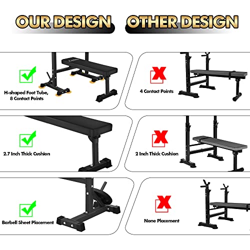Bench Press, CANPA Olympic Weight Bench with Squat Rack Workout Bench Adjustable Barbell Rack Stand Strength Training Home Gym Multi-Function - color: Red