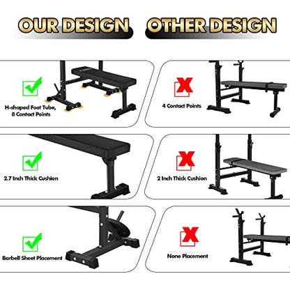 Bench Press, CANPA Olympic Weight Bench with Squat Rack Workout Bench Adjustable Barbell Rack Stand Strength Training Home Gym Multi-Function - color: Red