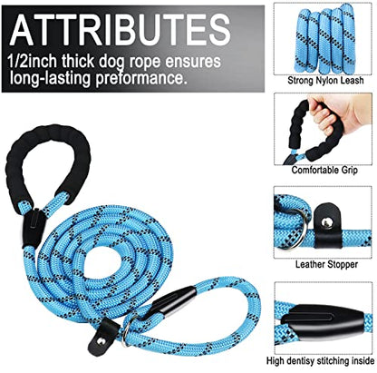 Dog Leash, 6 FT Heavy Duty Dog Leashes with Comfortable Padded Handle,Blue - color: Blue, size: 6 Feet x 1/2 Inch