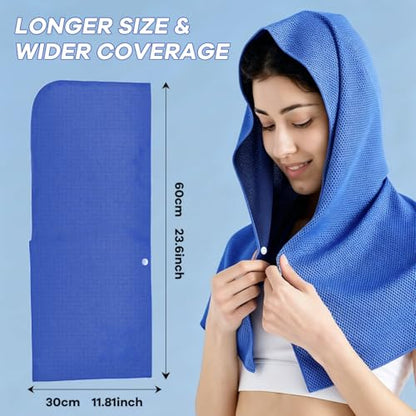 (2PCS) Cooling Hoodie Towel, Cooling Cap Towel, Ice Sports Hat, Head Ice Pack, Cooler Heat Relief Cap for Neck and Face, Microfiber, Instant Cooling, White, for Sport, Gym, Camping