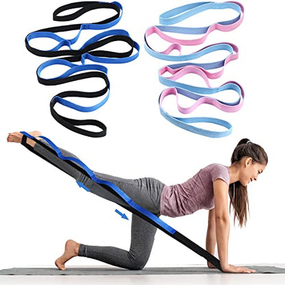 2 Pcs Stretching Strap with 10 Loops -yoga Strap for Physical Therapy, Non-elastic Exercise Straps for Home Workout, Pilates, Exercise, Dance, Gymnastics