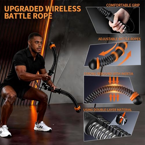 Weighted Ropeless Battle Ropes Adjustable Battle Ropes for Home Gym for Full Body Workout, HIIT and Low-Impact Aerobic Training Cardio Strength Training, Fitness Gift, Indoor Workout Equipment