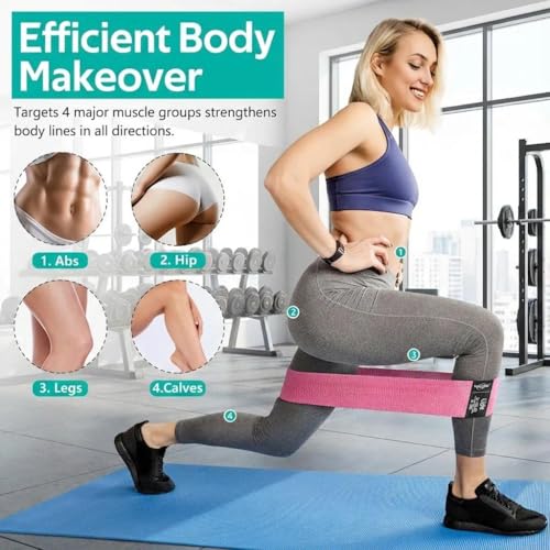 5-Pack TPE Resistance Loop Bands for Glute and Leg Workout with Gradient Colors - color: Green Pink Purple (with mesh bag and manual)