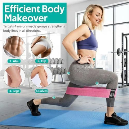 5-Pack TPE Resistance Loop Bands for Glute and Leg Workout with Gradient Colors - color: Green Pink Purple (with mesh bag and manual)